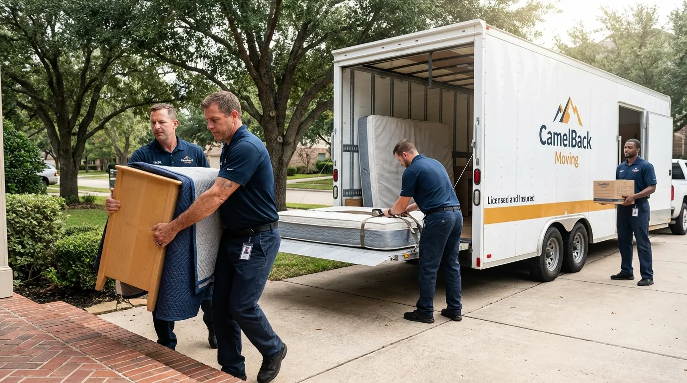 Crew loading residential truck for cross-state move from Richford, VT